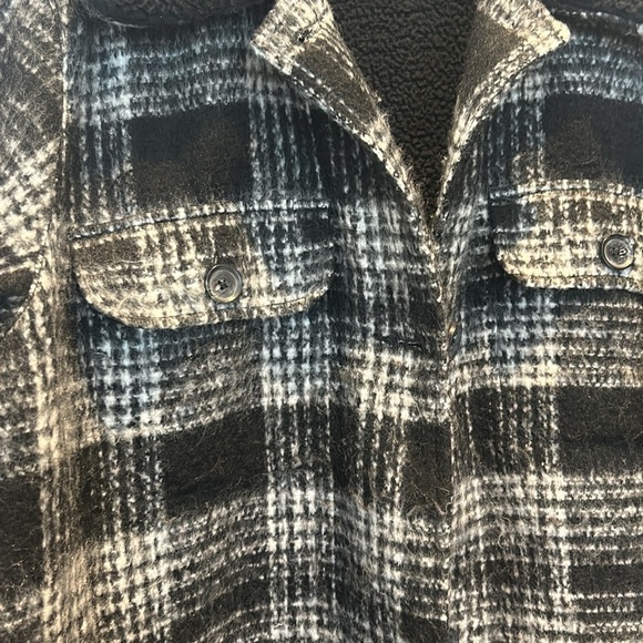 Joe Fresh Sherpa Teddy Fleece Black and White Checkered Shacket Coat Size 3X - Picture 5 of 15